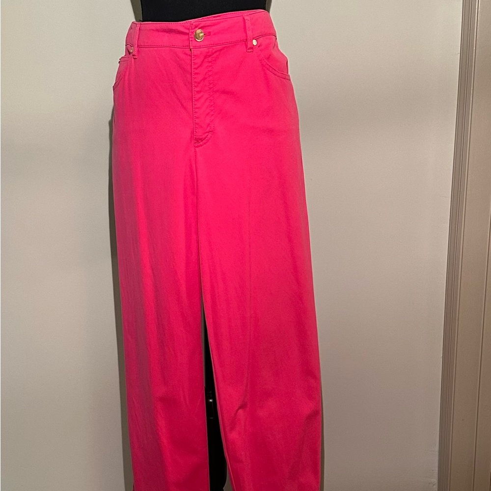 ESCADA Vintage Red Straight Leg Jeans Gold Accents
